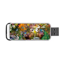 Garden Of Paradise Butterfly Swan Bird Painting Gazebo, Peacock Flower Portable Usb Flash (two Sides) by Ndabl3x