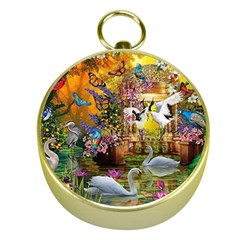 Garden Of Paradise Butterfly Swan Bird Painting Gazebo, Peacock Flower Gold Compasses by Ndabl3x