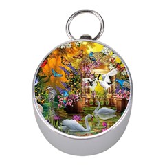 Garden Of Paradise Butterfly Swan Bird Painting Gazebo, Peacock Flower Mini Silver Compasses by Ndabl3x