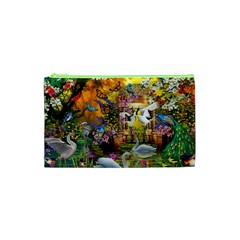 Garden Of Paradise Butterfly Swan Bird Painting Gazebo, Peacock Flower Cosmetic Bag (xs)