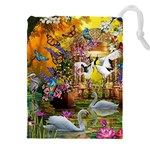 Garden Of Paradise Butterfly Swan Bird Painting Gazebo, Peacock Flower Drawstring Pouch (4XL) Front