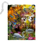 Garden Of Paradise Butterfly Swan Bird Painting Gazebo, Peacock Flower Drawstring Pouch (4XL) Back