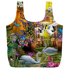 Garden Of Paradise Butterfly Swan Bird Painting Gazebo, Peacock Flower Full Print Recycle Bag (xxxl) by Ndabl3x