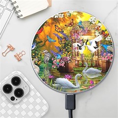 Garden Of Paradise Butterfly Swan Bird Painting Gazebo, Peacock Flower Wireless Fast Charger(white) by Ndabl3x