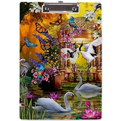 Garden Of Paradise Butterfly Swan Bird Painting Gazebo, Peacock Flower A4 Acrylic Clipboard by Ndabl3x