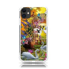 Garden Of Paradise Butterfly Swan Bird Painting Gazebo, Peacock Flower Iphone 11 Tpu Uv Print Case by Ndabl3x