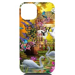 Garden Of Paradise Butterfly Swan Bird Painting Gazebo, Peacock Flower Iphone 14 Black Uv Print Case by Ndabl3x