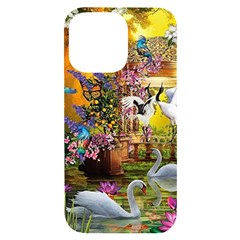 Garden Of Paradise Butterfly Swan Bird Painting Gazebo, Peacock Flower Iphone 14 Pro Max Black Uv Print Case by Ndabl3x