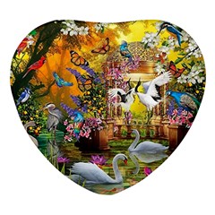 Garden Of Paradise Butterfly Swan Bird Painting Gazebo, Peacock Flower Heart Glass Fridge Magnet (4 Pack) by Ndabl3x