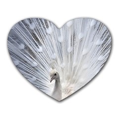 White Peacock Bird Heart Mousepad by Ndabl3x