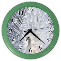 White Peacock Bird Color Wall Clock by Ndabl3x