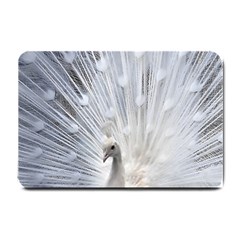 White Peacock Bird Small Doormat by Ndabl3x