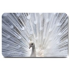 White Peacock Bird Large Doormat by Ndabl3x