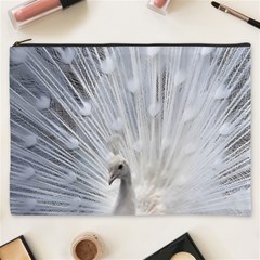 White Peacock Bird Cosmetic Bag (xxxl) by Ndabl3x