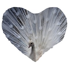 White Peacock Bird Large 19  Premium Heart Shape Cushions by Ndabl3x