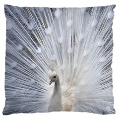 White Peacock Bird Large Premium Plush Fleece Cushion Case (one Side) by Ndabl3x