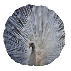 White Peacock Bird Large 18  Premium Flano Round Cushions by Ndabl3x