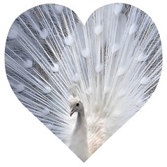 White Peacock Bird Wooden Puzzle Heart by Ndabl3x