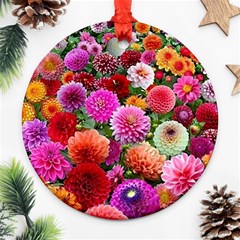 Flowers Colorful Garden Nature Ornament (round) by Ndabl3x