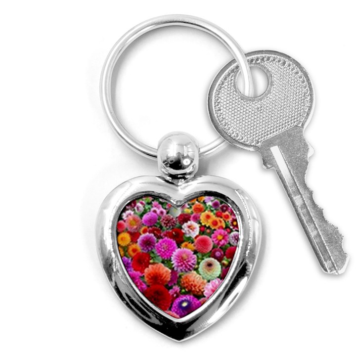 Flowers Colorful Garden Nature Key Chain (Heart)