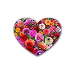 Flowers Colorful Garden Nature Rubber Coaster (heart) by Ndabl3x