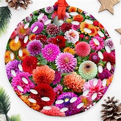 Flowers Colorful Garden Nature Round Filigree Ornament (two Sides) by Ndabl3x