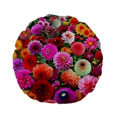 Flowers Colorful Garden Nature Standard 15  Premium Round Cushions by Ndabl3x