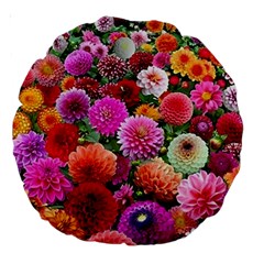 Flowers Colorful Garden Nature Large 18  Premium Round Cushions by Ndabl3x