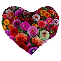 Flowers Colorful Garden Nature Large 19  Premium Heart Shape Cushions by Ndabl3x