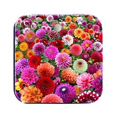 Flowers Colorful Garden Nature Square Metal Box (black) by Ndabl3x