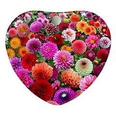 Flowers Colorful Garden Nature Heart Glass Fridge Magnet (4 Pack) by Ndabl3x