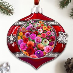 Flowers Colorful Garden Nature Metal Snowflake And Bell Red Ornament by Ndabl3x