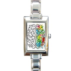 Brain Mind Psychology Idea Drawing Short Overalls Rectangle Italian Charm Watch by Azkajaya