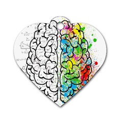 Brain Mind Psychology Idea Drawing Short Overalls Dog Tag Heart (two Sides) by Azkajaya