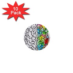 Brain Mind Psychology Idea Drawing Short Overalls 1  Mini Buttons (10 Pack)  by Azkajaya