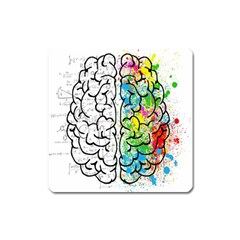 Brain Mind Psychology Idea Drawing Short Overalls Square Magnet