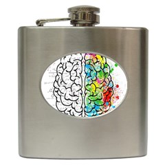 Brain Mind Psychology Idea Drawing Short Overalls Hip Flask (6 Oz) by Azkajaya