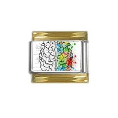 Brain Mind Psychology Idea Drawing Short Overalls Gold Trim Italian Charm (9mm) by Azkajaya