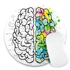 Brain Mind Psychology Idea Drawing Short Overalls Round Mousepad by Azkajaya