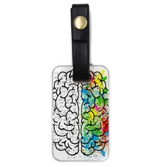 Brain Mind Psychology Idea Drawing Short Overalls Luggage Tag (one Side) by Azkajaya