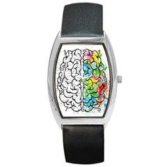 Brain Mind Psychology Idea Drawing Short Overalls Barrel Style Metal Watch by Azkajaya