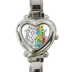 Brain Mind Psychology Idea Drawing Short Overalls Heart Italian Charm Watch by Azkajaya