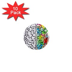 Brain Mind Psychology Idea Drawing Short Overalls 1  Mini Magnet (10 Pack)  by Azkajaya