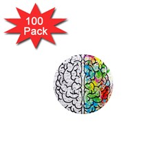 Brain Mind Psychology Idea Drawing Short Overalls 1  Mini Magnets (100 Pack)  by Azkajaya