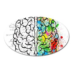 Brain Mind Psychology Idea Drawing Short Overalls Oval Magnet by Azkajaya