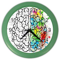 Brain Mind Psychology Idea Drawing Short Overalls Color Wall Clock by Azkajaya