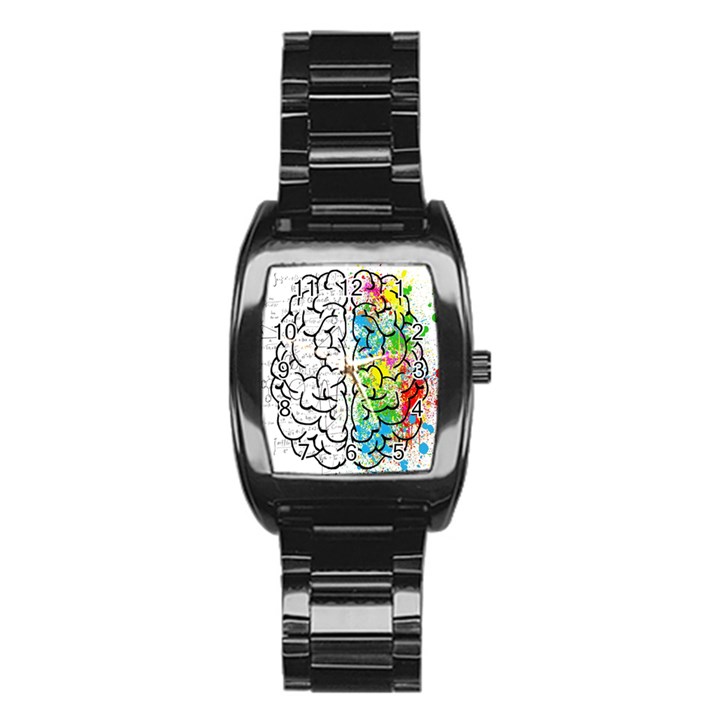 Brain Mind Psychology Idea Drawing Short Overalls Stainless Steel Barrel Watch