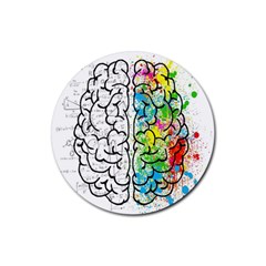 Brain Mind Psychology Idea Drawing Short Overalls Rubber Coaster (round) by Azkajaya