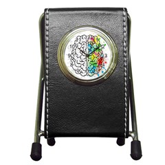 Brain Mind Psychology Idea Drawing Short Overalls Pen Holder Desk Clock by Azkajaya