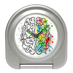 Brain Mind Psychology Idea Drawing Short Overalls Travel Alarm Clock by Azkajaya